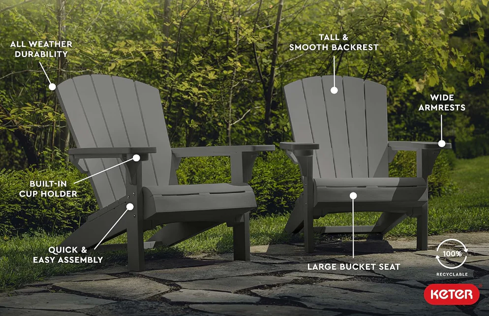 Alpine Adirondack Chair - Graphite - Four Pack - Image 8