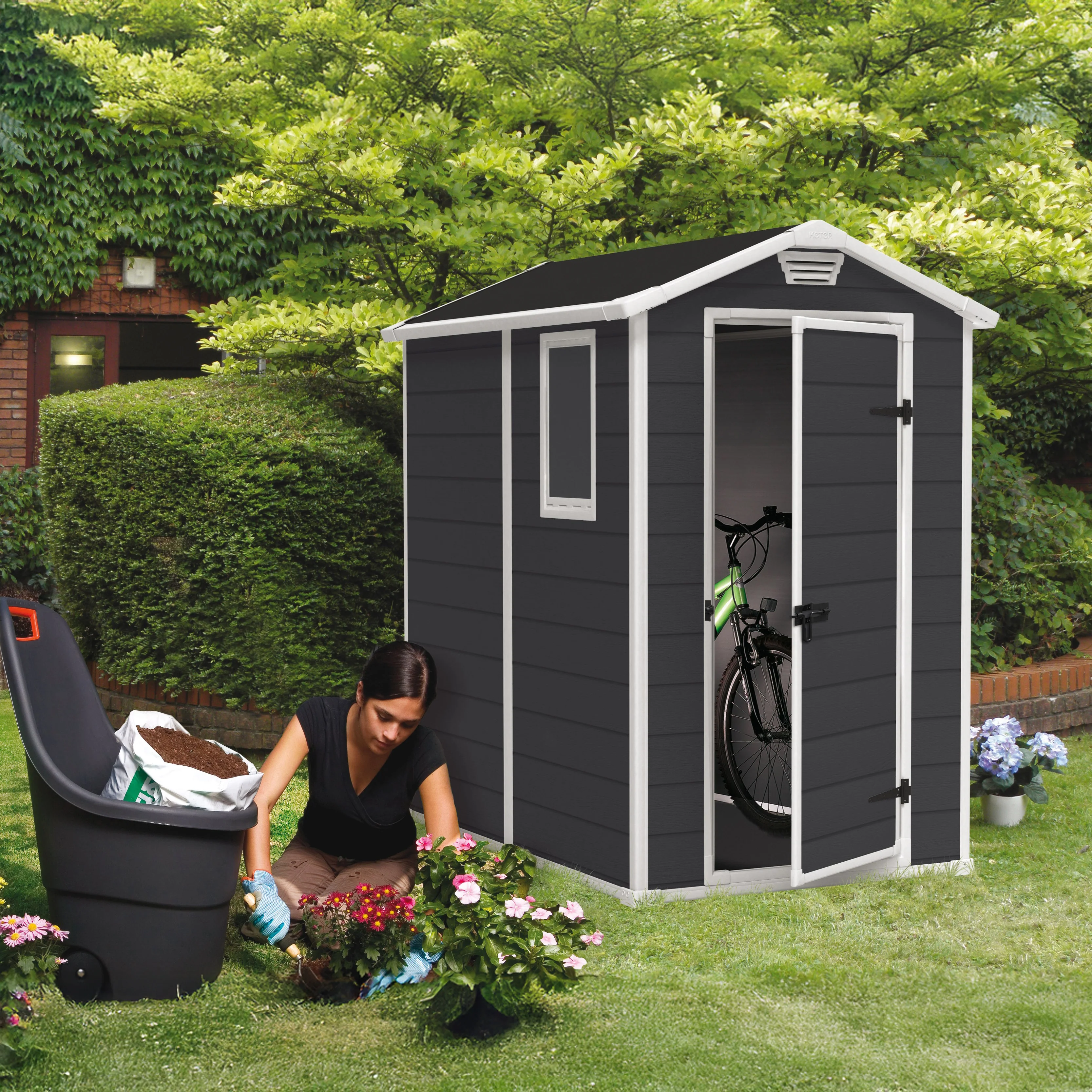 Manor 4 x 6 Storage Shed 1.18m x 1.84m - Dark Grey