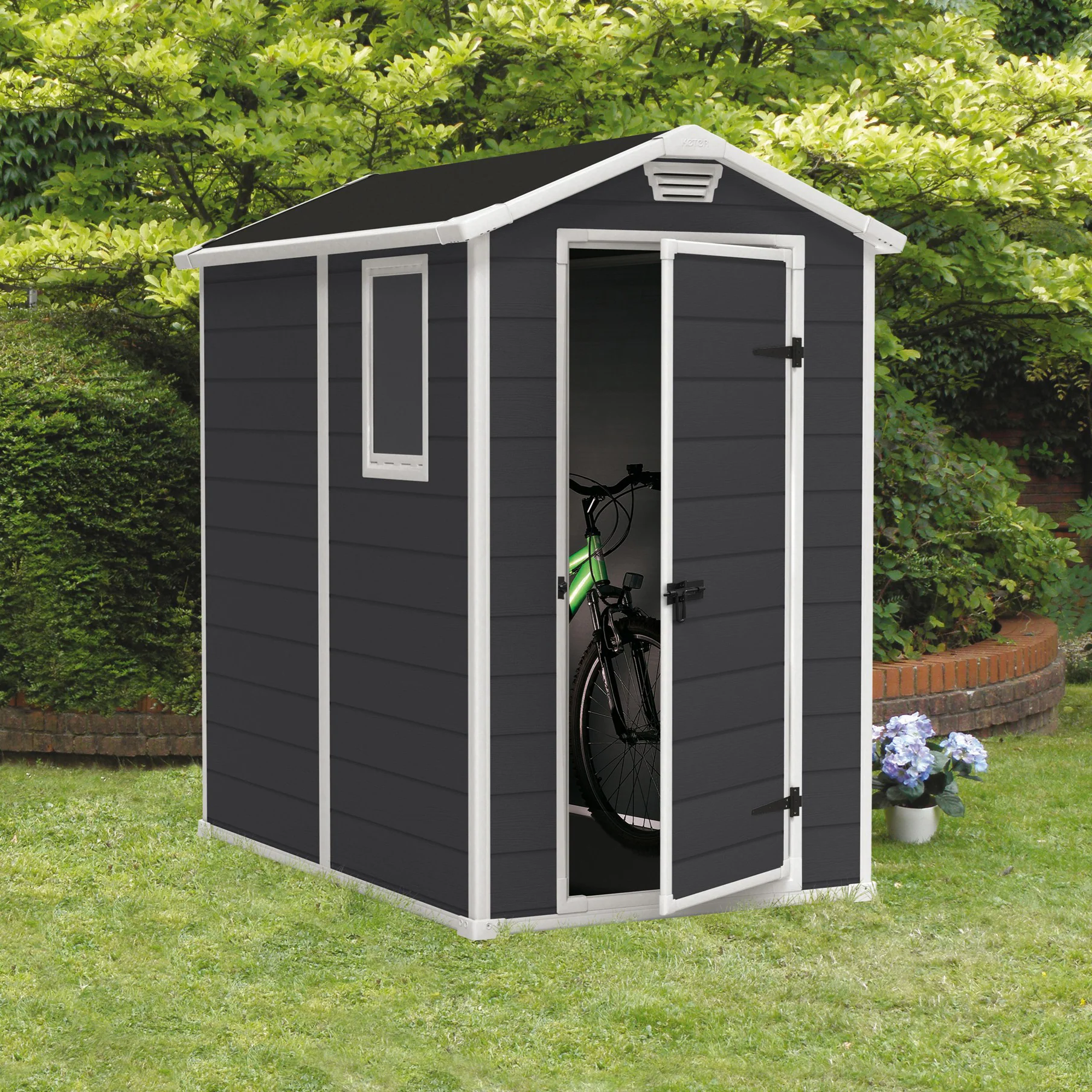 Manor 4 x 6 Storage Shed 1.18m x 1.84m - Dark Grey - Image 2